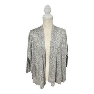 Loft Petites Women Grey Sparkle Cardigan Size M Petite Open Front 3/4-Sleeve
